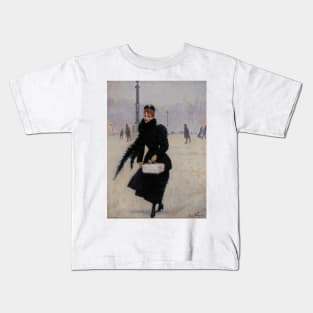 Parisian Woman on the Place de la Concorde by Jean Beraud Kids T-Shirt